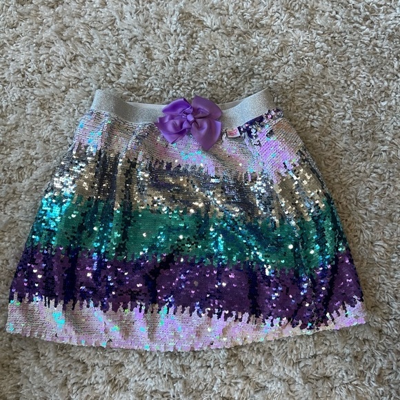 JoJo pink blue purple white sequin elastic waist girls skirt size large 10-12 - Picture 2 of 8